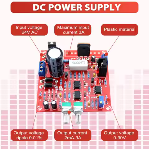 ABKQ-0-30V 2Ma-3A Adjustable DC Regulated Power Supply DIY Kit Short With Protection