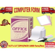 Computer Form 9.5" x 11" 2Ply -NCR 1000 Fans /Box / w