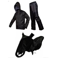 Motorcycle Raincoat Set w/ Raincoat and Motor Cover