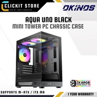 OKINOS AQUA UNO Black with 3pcs RGB Fan PC Casing - OKICC-AQUNO-BLACK