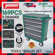 SATA 95121P-3 169PCS 5 Drawer Quick Repair & Maintenance Set / Tool Trolley Set / Set Alat Troli