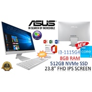 ASUS DESKTOP V241E-AKWA005TS i3-1115G4, 8GB, 512GB SSD, 23.8'' FHD, WHITE-Windows 10 + Microsoft Off
