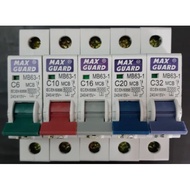 ✨SIRIM + READY STOCK✨ MAXGUARD MB63-1 6kA MCB 10A 16A 20A 32A 1P TYPE C