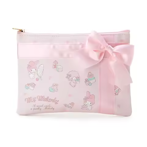 Sanrio new bow cinnamoroll My Melody PU makeup bag girl pencil case women cosmetic bag fashion stora