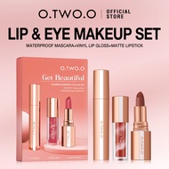 O.TWO.O  Lip & Eye Makeup Set 3pcs Watery Lip Gloss+ Waterproof Matte Lipstick +Mascara Volumizing  
