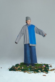 拼接淺色側邊大口袋牛仔褲