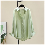2026 Fashion 2026 Green Outer Wear Spring Autumn Shirt Female Modern Drape Drape Korean Version Loos