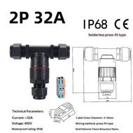 EELHOE | 1Pcs Quick Screw Connect Push-in Terminals IP68 T Shape Waterproof Electric Connector 2/3/4