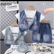 [Wholesale] | 695-96124 3 in 1 boys' suit made of jeans and t-shirt lining | 1-5 years old | Price p
