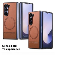 For Samsung Fold7 phone case magnetic wireless charging folding screen protective leather case anti 