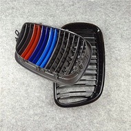 belook กระจังหน้ารถยนต์คู่หนึ่งสำหรับ BMW X5 E70 X6 E71 ปี 2008-2014 วัสดุ ABS ลายเส้นคู่ สีดำเงา แบ