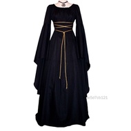 Women Lace Up Vintage Gothic Dress Victorian Retro Gown Cosplay For Cosplay Party Medieval Day Stage