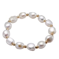 Bracelet Baroque Freshwater Pearlnatural 9-10mm 9K Yellow Gold