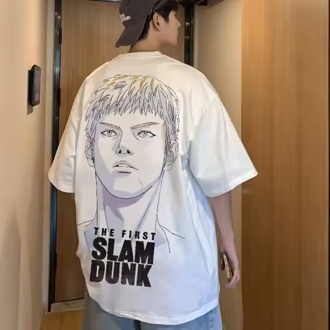 Japanese Anime SLAM DUNK Simple Sketch Classic Character Portrait Cotton Fashion High Street Unisex 