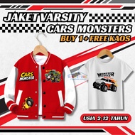 Monster Car Kids Varsity Baseball Jacket Free T-Shirt Boys and Girls Varsity Baseball Jacket Ages 2-