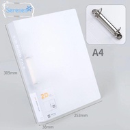 SERENEN Binder File Folder, Plastic 2 Holes Transparent Folder, D-shaped Office Document Lever Arch 