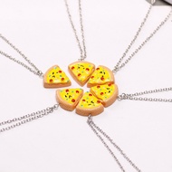 Fashion Friendship Necklace BFF 6 Pizza Shape Resin Pendant Men and Women Metal Chain Jewelry Gift