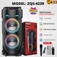 [READY STOCK] ZQS-4239 Bluetooth Speaker Dual 8inch 16W Super bass Outdoor Speaker  Wireless Microph