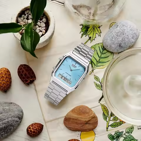 Casio AQ-230A Series Classic Steel Band Watch Retro Leisure Dual Display Waterproof Personalized Des
