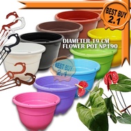 DIAMETER 19 CM FLOWER POT NP190 COLOR SELECTION GARDENING PLASTIC POT PASU BUNGA PLASTIK