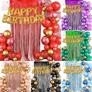 Happy Birthday Banner Confetti Latex Balloon Set Foil Curtain For 18th 60th Birthday Decoration Set