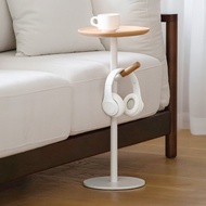 日本霜山 北歐風鐵藝木質沙發邊桌/高腳小茶几(附掛桿)