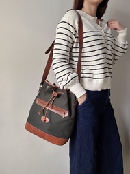 中古正品 Bally 帆布拼真皮水桶包 斜背包 旅行包 男女適用