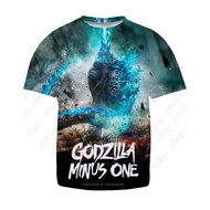 Godzilla Minus One 3D Print T-shirt for Kids Boy Round Neck Short Sleeve T-shirt