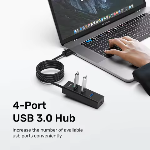 Unitek 4-Port USB 3.0 Hub 1.2M Cable USB Extension Multiple Port Splitter with Micro USB Charging Po