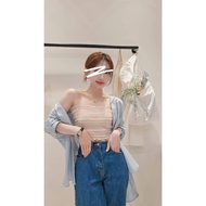 正韓 Copiner 漂亮歐膩家 透肌網紗吊帶背心 無袖背心 米色