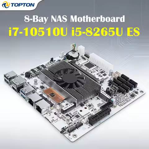 8-Bay NAS Mini ITX Motherboard Intel Core i7-10510U i5-8265U ES 8xSATA 2xNVMe 2x2.5G LAN Firewall Ma