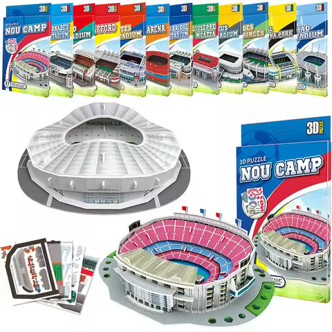1Set Football Field Paper Puzzle Famous Stadiums Mini 3D Model Puzzle Home Decoration Assembly Footb