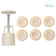 Blala 50g Round Side Cartoon Animal Pattern Mooncake Hand-pressing Moulds Plastic Material Mooncake Stamps Set Mooncake