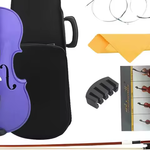 4/4 Violin Suitable for Beginners Student Purple Violin Sets Violin with Case/Bow/Strings/Tuner/Mute