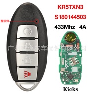 Sesuai untuk Nissan 4-kunci Kicks Kawalan Jauh Kunci Kereta 4A Cip KR5TXN3 433Mhz
