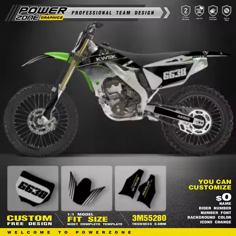 PowerZone Graphics Decals Stickers Kit For kawasaki KXF250 2006 2007 2008 KX250F Protector Sticker C
