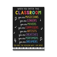 Modern Music Teacher Classroom Rules Poster - Printed Classroom Decor Music Wall Artwork Canvas Pain