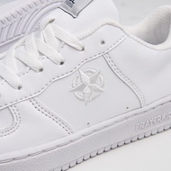 Sneakers Pria Wanita Polos Putih Kulit Asli Gaya Rapi
