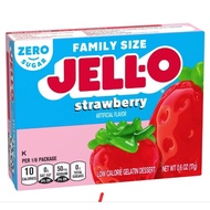 JELL-O STRAWBERRY ZERO SUGAR LOW CALORIES GELATIN DESSERT MIX, FAMILY SIZE, 0.6 OZ. BOX