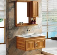 FUO衛浴:80公分合金材質櫃體 陶瓷盆浴櫃組(含邊櫃,鏡子,燈) T9017