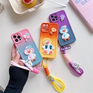 Gradient Color Duck Silicone Casing Soft Phone Case For Huawei Nova 11 10 3i 7 8i 9 SE Y70 Y71 Pro Plus Ultra Cases Lens Protection Cover With Hand Strap Bracelet Lanyard