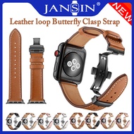 JANSIN สายรัดข้อมือสำหรับเปลี่ยนหนัง สาย iwatch series 8 7 41mm 45mm Slimmer Strap สายนาฬิกา iWatch