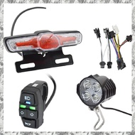 [I O J E] E-Bike Headlight Tail Light Sets Electric Bicycle 24V-48V Light Group Horn Tail Light Brak