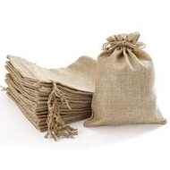 50/20pcs 10x14cm Yellow Burlap Bags With Drawstring, Linen Jute Sack, Hessian Cloth Pouches For Jewe