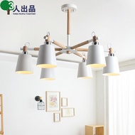 Nordic IKEA modern minimalist living room lamp ceiling garden chandelier study bedroom wooden lamps