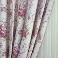 Gorden Jendela Pintu Shabby Blackout Import Motif Bunga Warna Ungu Tirai Korden Smokring Gordyn Hord