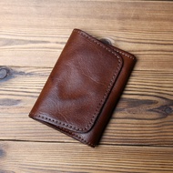 beg dompet perempuan dompet perempuan kecil Retro Hand-Polished Cowhide Driver's License Coin P