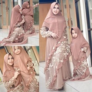 [ Garansi] Set Gamis Syari Baju Muslim Pesta Mewah Lebaran Couple Ibu