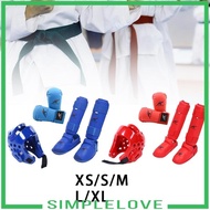 [Simple] Taekwondo Sparring Gear Set with Shin Guards Footgear for Taekwondo Sparring