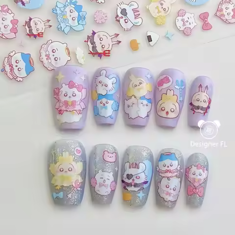 yiji Popular ハチワレ Hachiware うさぎ USAGI ちい/.かわ Cute Manicure, Nail Stickers, DIY Pattern Decoration St
